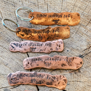 hammered copper keychain