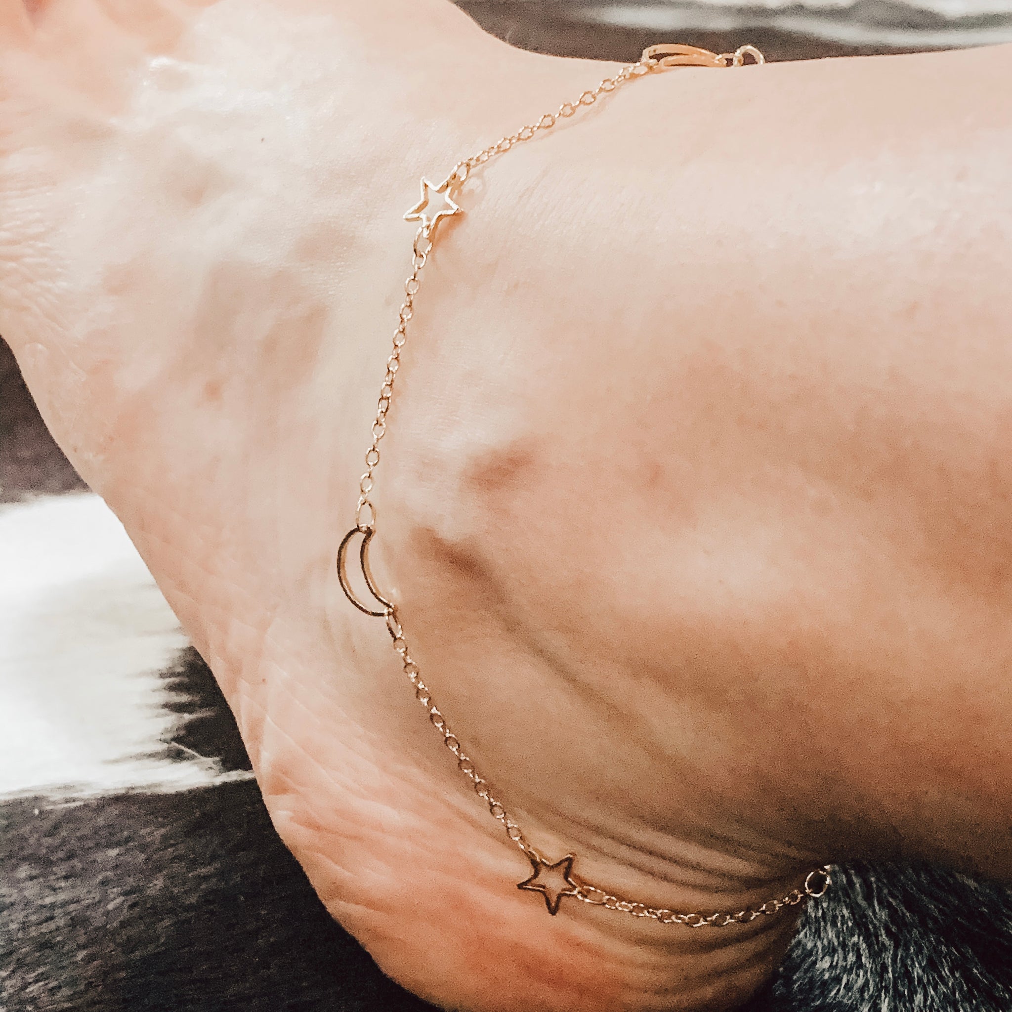 moon + stars ankle bracelet