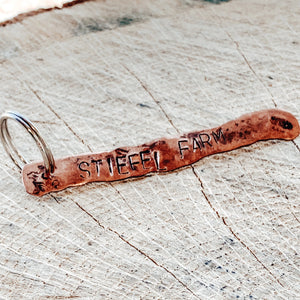 hammered copper keychain